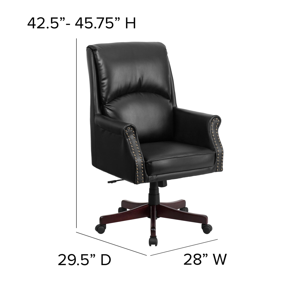 Black |#| High Back Pillow Back Black LeatherSoft Executive Swivel Office Chair with Arms
