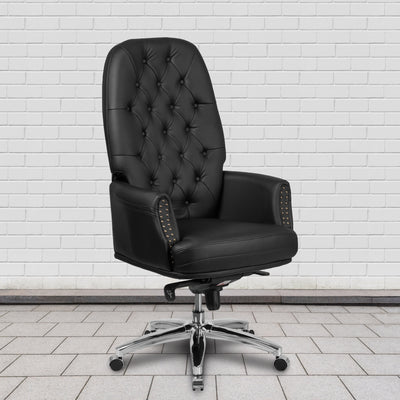 High Back Traditional Tufted LeatherSoft Multifunction Executive Swivel Ergonomic Office Chair with Arms