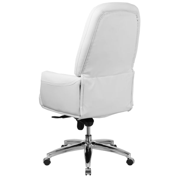 White |#| High Back Tufted White LeatherSoft Multifunction Ergonomic Office Chair w/Arms