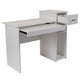 White |#| White Multi-Tiered Computer Desk with Shelves, Drawer and Sliding Keyboard Tray