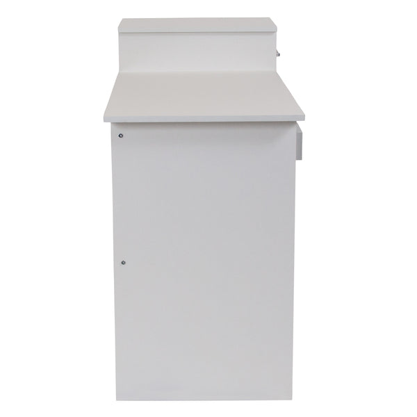 White |#| White Multi-Tiered Computer Desk with Shelves, Drawer and Sliding Keyboard Tray