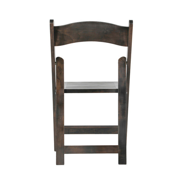 Early American Wood |#| Commercial Grade Solid Wood Portable Folding Dining Chair, Early American Finish