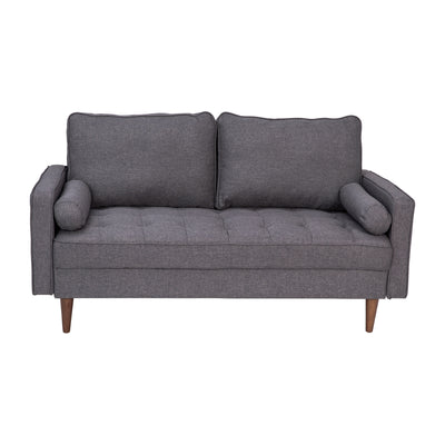 Hudson Mid-Century Modern Loveseat Sofa with Tufted Upholstery & Solid Wood Legs