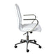 White LeatherSoft/Chrome Frame |#| Designer Executive Swivel Office Chair with Brushed Chrome Arms and Base, White