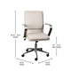 Taupe LeatherSoft/Chrome Frame |#| Designer Executive Swivel Office Chair with Brushed Chrome Arms and Base, Taupe