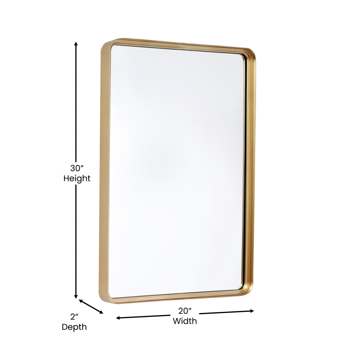 Matte Gold |#| Wall Mount 20inch x 30inch Mirror with Matte Gold Metal Frame/Silver Backed Glass