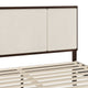 Beige Fabric/Dark Brown Frame,Queen |#| Wooden Queen Size Platform Bed with Upholstered Inset Headboard-Dark Brown/Beige