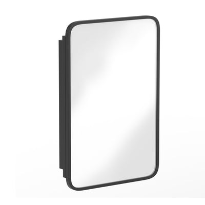 Jolie Recessed Bathroom Medicine Cabinet with Rounded Beveled Mirror and Reversible Metal Frame - View 1