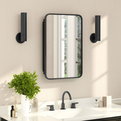 Jolie Recessed Bathroom Medicine Cabinet with Rounded Beveled Mirror and Reversible Metal Frame - View 2