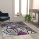 Purple,3' x 5' |#| Modern Olefin Accent Area Rug - Purple & Gray Abstract Pattern - 3' x 5'