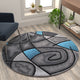 Blue,5' Round |#| Abstract Style Round Accent Area Rug with Blue and Gray Design - 5' x 5'