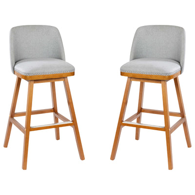 Julia Set of 2 Transitional Upholstered Barstools with Nailhead Trim and Solid Wood Frames - View 1