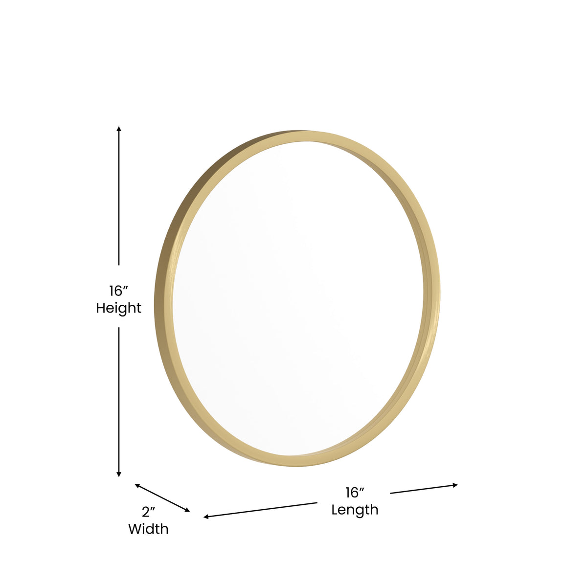 Gold,16inch Round |#| Wall Mount 16 Inch Shatterproof Round Accent Wall Mirror with Gold Metal Frame