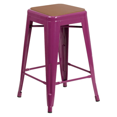 Indoor/Outdoor Backless Counter Stool with Poly Resin Seat - View 1