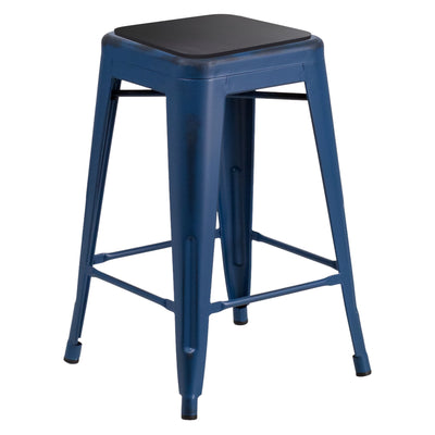Indoor/Outdoor Backless Counter Stool with Poly Resin Seat - View 2