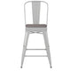 White/Gray |#| All-Weather Commercial Counter Stool with Removable Back/Poly Seat-White/Gray