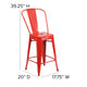 Red/Red |#| All-Weather Commercial Counter Stool with Removable Back/Poly Seat-Red/Red