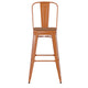 Orange/Teak |#| All-Weather Commercial Bar Stool with Removable Back/Poly Seat-Orange/Teak