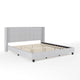 Gray Fabric/Black Legs,King |#| Faux Linen King Size Platform Bed with Channel Stitched Headboard in Gray