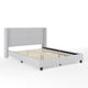 Gray Fabric/Black Legs,Queen |#| Faux Linen Queen Size Platform Bed with Channel Stitched Headboard in Gray