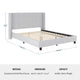 Gray Fabric/Black Legs,Queen |#| Faux Linen Queen Size Platform Bed with Channel Stitched Headboard in Gray