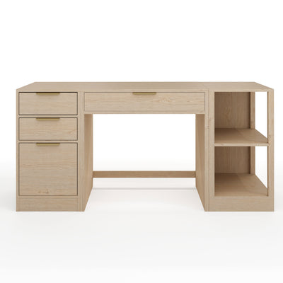 Kayden Home Office Modular Single-Drawer Desk with 2 Tier Shelf and 3 Drawer File Cabinet - View 1