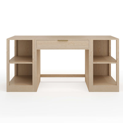 Kayden Home Office Modular Single-Drawer Desk with Dual 2 Tier Shelves - View 1