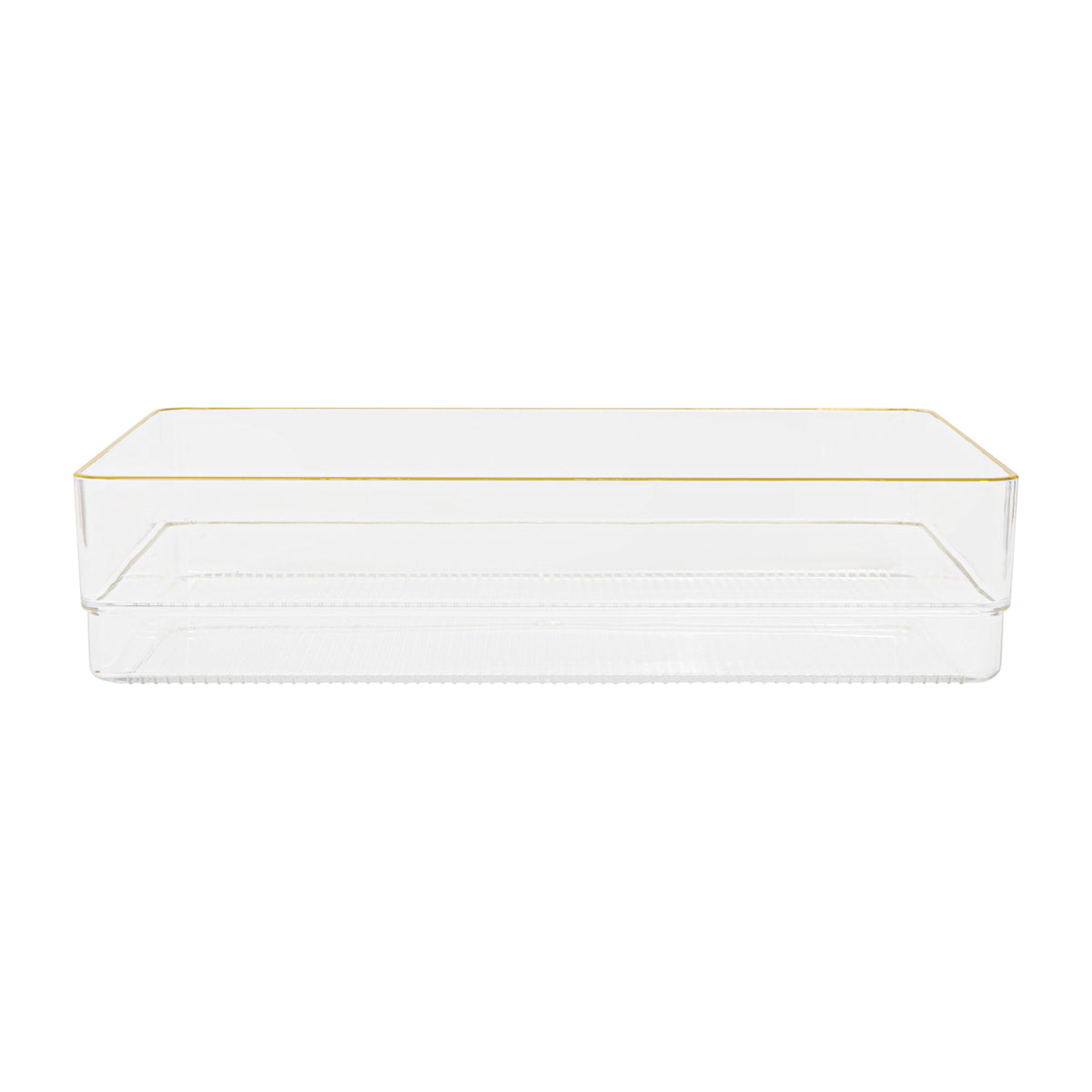 Set of 3 Plastic Stacking Desk Drawer Organizers with Gold Trim - 9 x 6