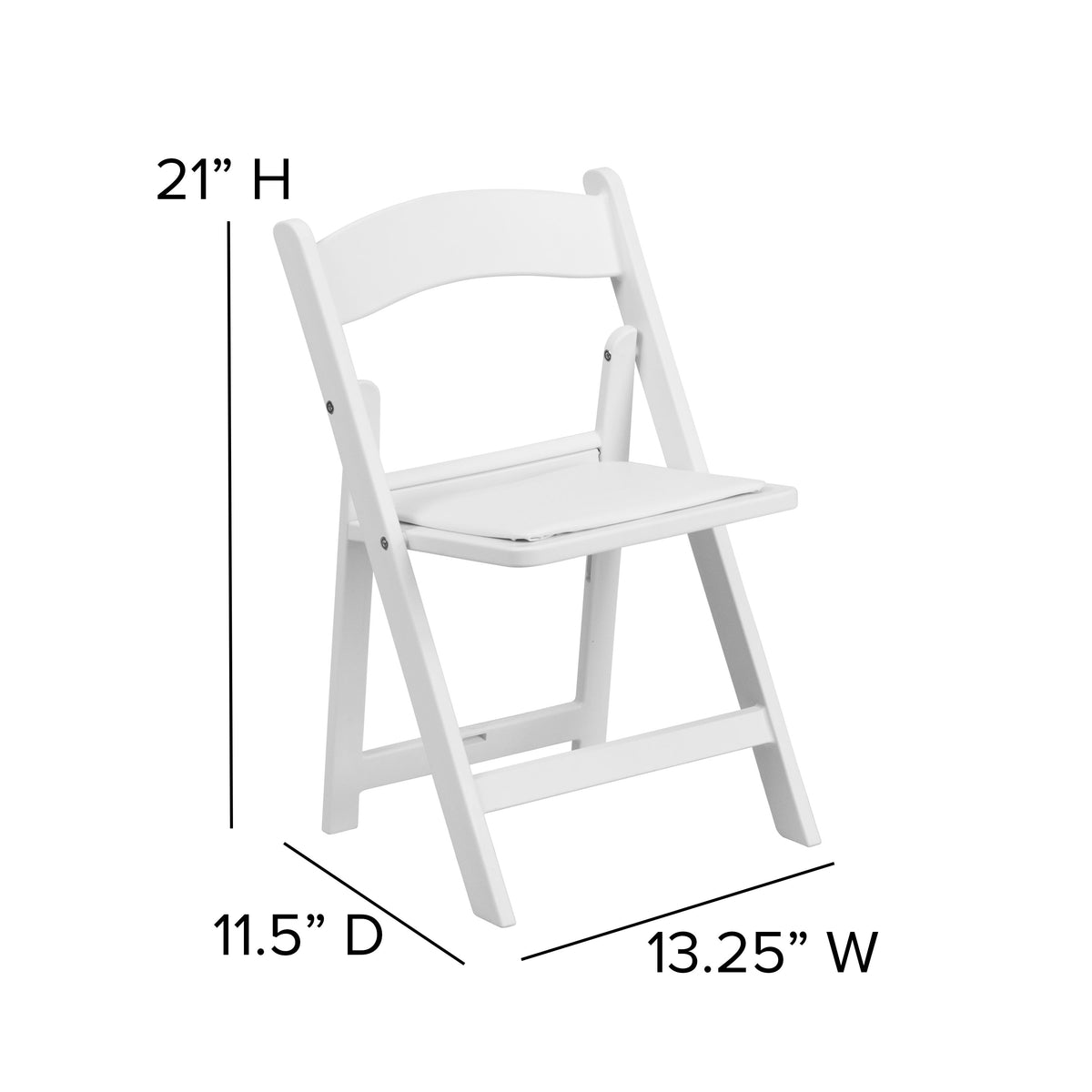 Kids White Resin Folding Chair with White Vinyl Padded Seat