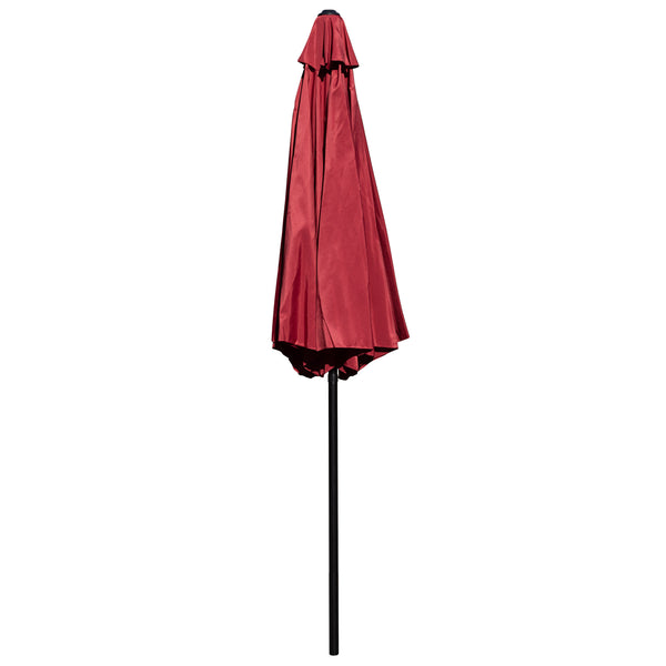 Red |#| Red 9 FT Round Umbrella - 1.5inch Diameter Aluminum Pole - Crank and Tilt Function