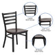 Walnut Wood Seat/Black Metal Frame |#| Black Ladder Back Metal Restaurant Chair - Walnut Wood Seat