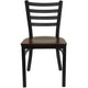 Mahogany Wood Seat/Black Metal Frame |#| Black Ladder Back Metal Restaurant Chair - Mahogany Wood Seat