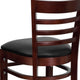 Black Vinyl Seat/Mahogany Wood Frame |#| Ladder Back Mahogany Wood Restaurant Barstool - Black Vinyl Seat