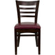 Burgundy Vinyl Seat/Walnut Wood Frame |#| Ladder Back Walnut Wood Restaurant Chair - Burgundy Vinyl Seat