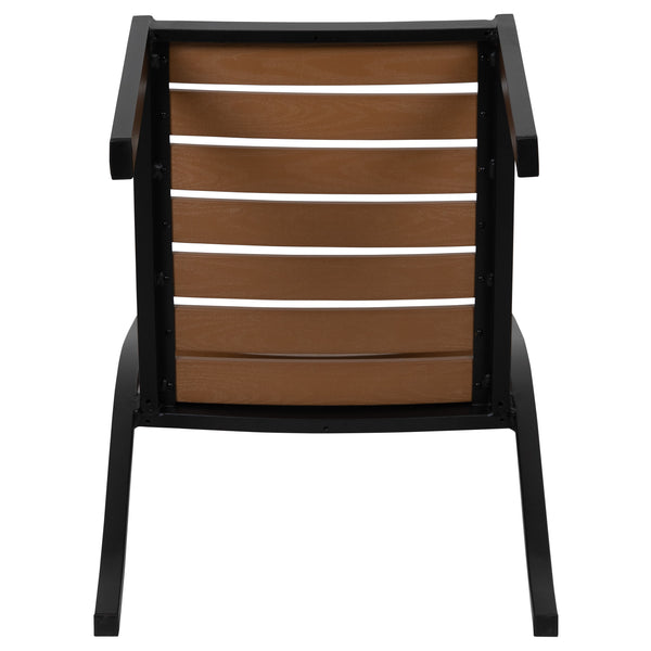 Teak |#| Outdoor Faux Teak Side Chair with Poly Slats - Teak Patio Chair