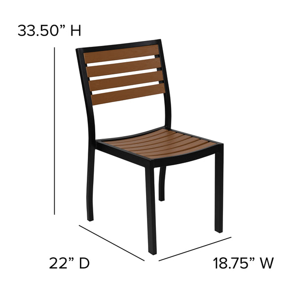 Teak |#| Outdoor Faux Teak Side Chair with Poly Slats - Teak Patio Chair