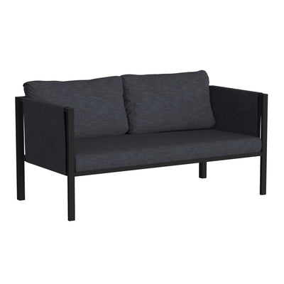 Lea Indoor/Outdoor Loveseat with Cushions - Modern Steel Framed Chair with Storage Pockets