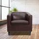 Brown |#| Brown LeatherSoft Lounge Chair with Sloping Arms - Reception and Guest Seating
