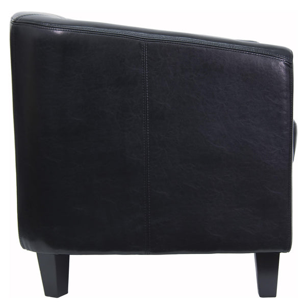 Black |#| Black LeatherSoft Lounge Chair with Sloping Arms - Reception and Guest Seating