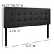 Black,Queen |#| Button Tufted Upholstered Queen Size Headboard in Black Vinyl