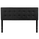 Black,Queen |#| Button Tufted Upholstered Queen Size Headboard in Black Vinyl