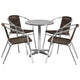 Dark Brown |#| 23.5inch Round Aluminum Indoor-Outdoor Table Set with 4 Dark Brown Rattan Chairs