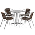 Lila 23.5'' Square Aluminum Indoor-Outdoor Table Set with 4 Rattan Chairs