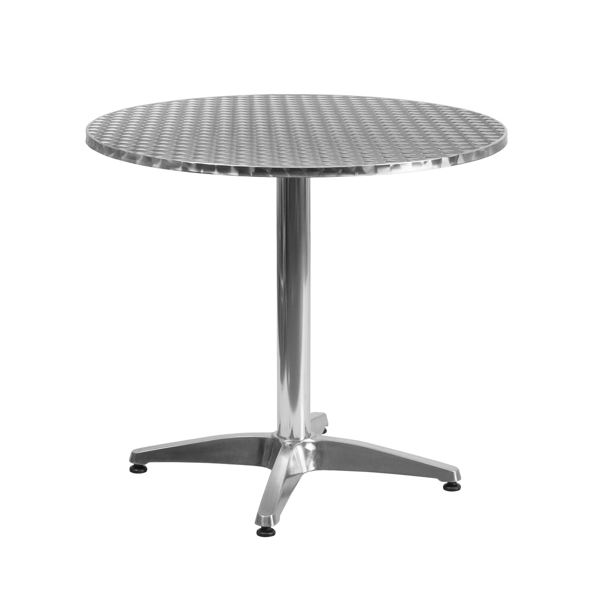 Beige |#| 31.5inch Round Aluminum Indoor-Outdoor Table Set with 4 Beige Rattan Chairs