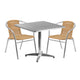 Beige |#| 31.5inch Square Aluminum Indoor-Outdoor Table Set with 2 Beige Rattan Chairs