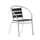 Black |#| Commercial Metal Indoor-Outdoor Stack Chair-Black Triple Slat Faux Teak Back