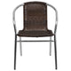 Aluminum and Dark Brown |#| Commercial Aluminum and Dark Brown Rattan Indoor-Outdoor Restaurant Stack Chair