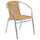 Aluminum and Beige |#| Commercial Aluminum and Beige Rattan Indoor-Outdoor Restaurant Stack Chair