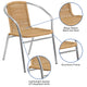 Aluminum and Beige |#| Commercial Aluminum and Beige Rattan Indoor-Outdoor Restaurant Stack Chair