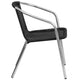 Aluminum and Black |#| Commercial Aluminum and Black Rattan Indoor-Outdoor Restaurant Stack Chair